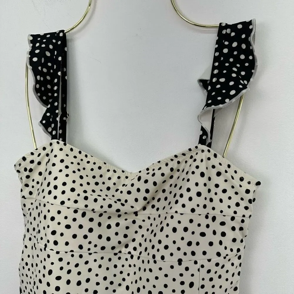 Summersalt Women’s The Ruffle Oasis Limited Edition On the Dot Black and White P